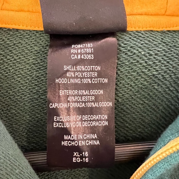 Girls Green Bay Packer Zip Hoodie - Picture 3 of 4